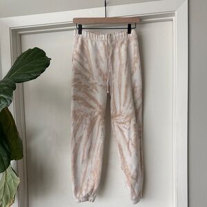 Reformation 100% organic cotton cream and white Tie-Dye Sweatpants, size S
